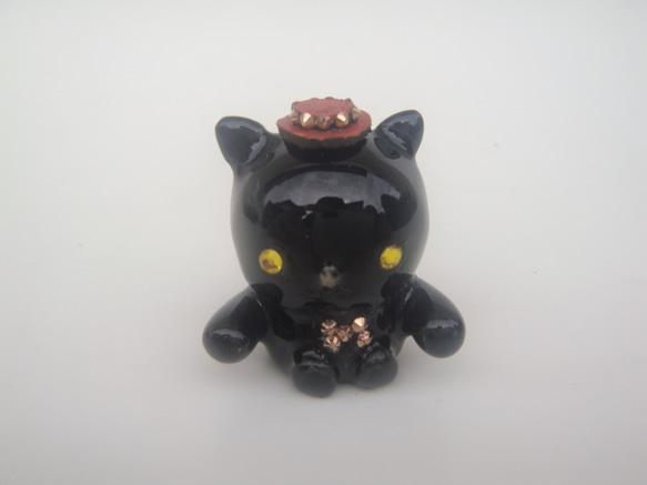 ビーズ付黒猫 2枚目の画像