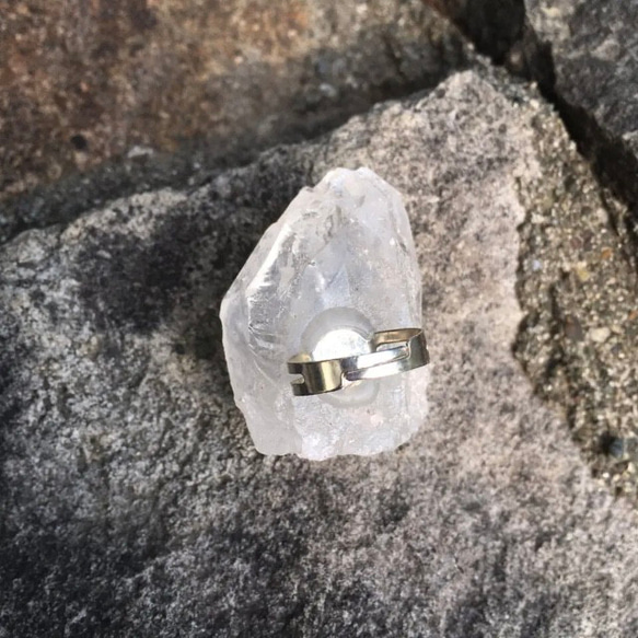 ハンドメイド リング シルバー メタル 天然石 水晶 クリスタル ポイント クリア フロスト フリーリング 指輪 5枚目の画像