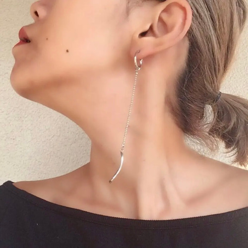 片耳 3way 樹脂ポスト ピアス シルバー フープ フープピアス ロング 