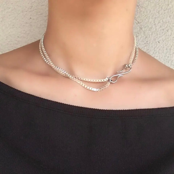 ★チョーカー ネックレス シルバー シルバーチェーンネックレス/短め/40cm/チョーカー風/ユニ