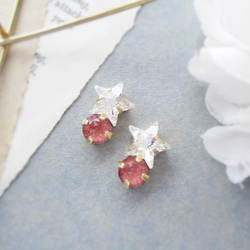 Star bijou earring／pierce（クリスタル＊マルーンイグナイト）*4030* 2枚目の画像