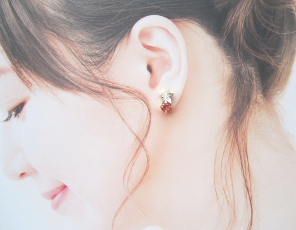 Star bijou earring／pierce（クリスタル＊マルーンイグナイト）*4030* 6枚目の画像