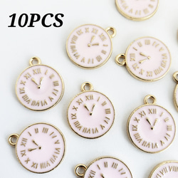 10個 時計 アリス スチパン チャーム パーツ ゴシック/黒　白　ピンク 3枚目の画像