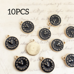 10個 時計 アリス スチパン チャーム パーツ ゴシック/黒　白　ピンク 1枚目の画像