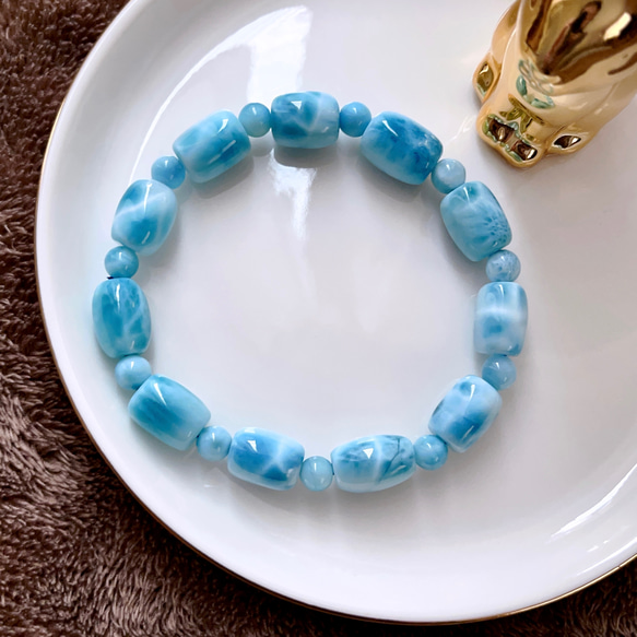 羽ラリマー No175065 天然無処理 ラリマー 樽型 ブレスレット ブレスレット 天然石