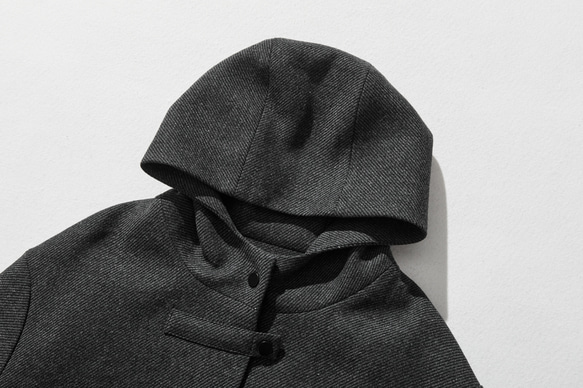 着回し無限大　大人ウールコート　フード付きコート　ダークグレー 221203-1 2枚目の画像