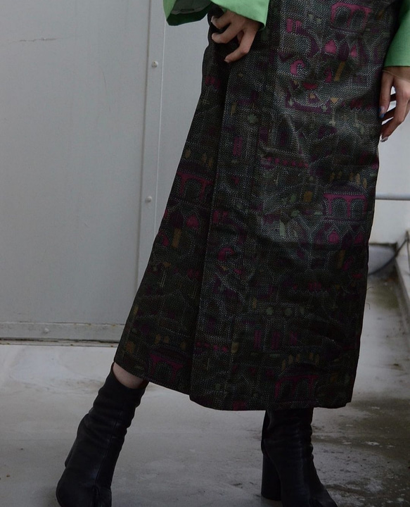 大島紬 ボレロ付き巻スカートセットアップ"紬Tumugi" 着物リメイク 世界に1つ 3枚目の画像