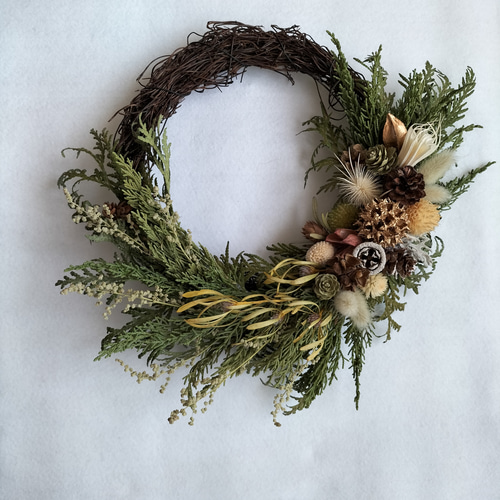 ハーフリース◇クラスペディア◇ナチュラルリース ハーフリース ドライフラワーリース ナチュラル イイハナ】EX