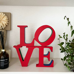 インテリア アルファベット ウッド オブジェ LOVE 赤 置物 木製 その他