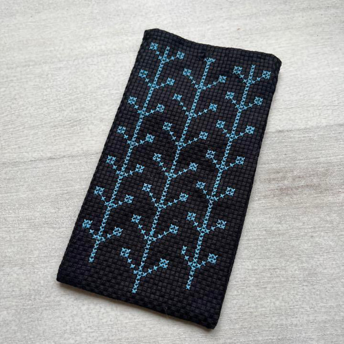 刺繍生地のメガネケース ハンドメイド ピンク 蝶々刺繍柄 M290