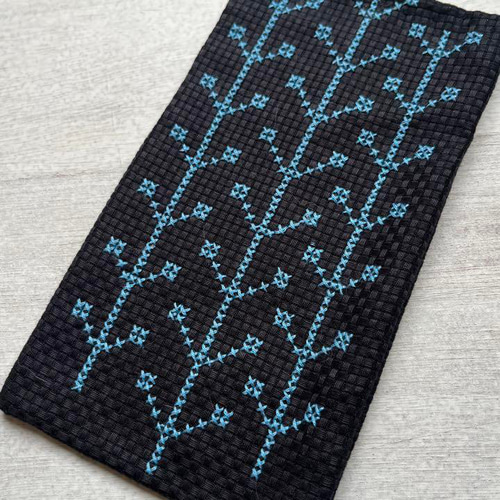 ハンドメイド手縫い刺繍幾何学模様ポーチ 眼鏡ケース ペンケース