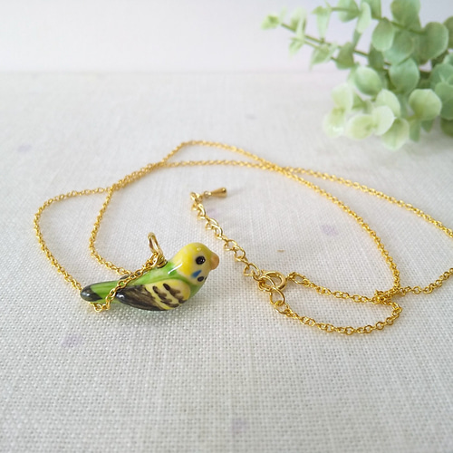セキセイインコ・グリーンのネックレス L ネックレス・ペンダント