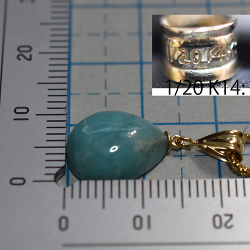 ж14kgf 天然石ラリマーPA Bペンダントトップ ペンダントトップ くるみ