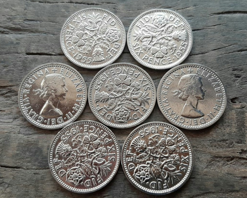 幸せのシックスペンス イギリス 7枚セット ラッキー6ペンス 本物古銭