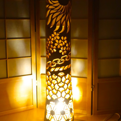 竹灯り・竹あかり・竹灯籠　◆極太竹◆ 両面彫り～～ 癒しの灯り★煌竹★～～ 2枚目の画像