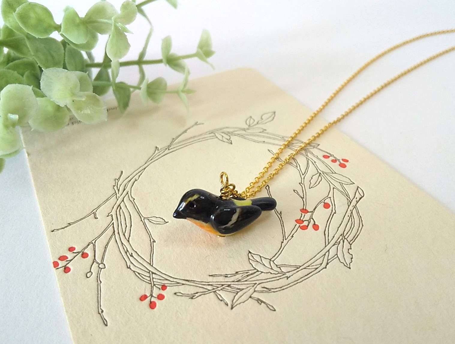 キビタキのネックレス L