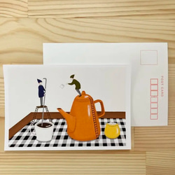 選べる3枚♪ ポストカード(35.ティーポットと小人)【3枚で500円】 2枚目の画像