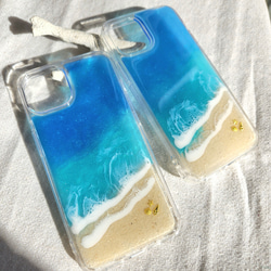 【人気商品】海スマホケース iPhoneケース 海 波打ち際 夏 青 アイフォンケース スマホショルダー 1枚目の画像