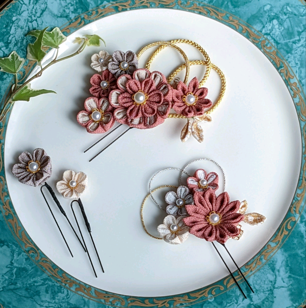 つまみ細工　髪飾り6点セット　和装  振袖    成人式   卒業式♪♪　　　[作品No135]