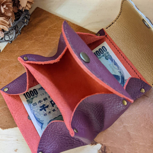 ぐしぐし手縫い＊お札が折らずに入るアコーディオンウォレット  