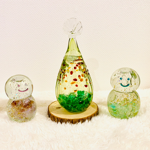 Creema限定〉ガラスの雪だるまスノードームpurple （子雪だるま