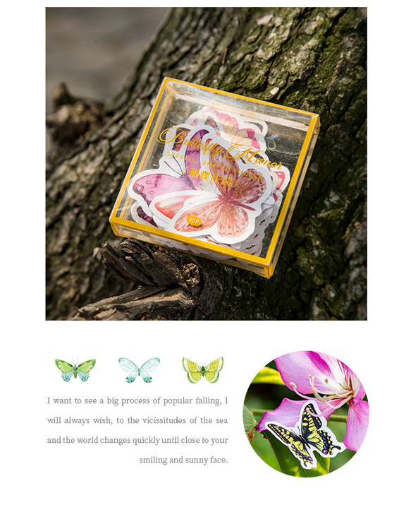 特価　8種　蝶　シール　ステッカー　カラフル　コラージュ　デコレーション　レトロ 7枚目の画像