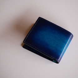 シンプル二つ折り財布 ヌメ革 紺 ネイビー 【深海の色】 二つ折り財布