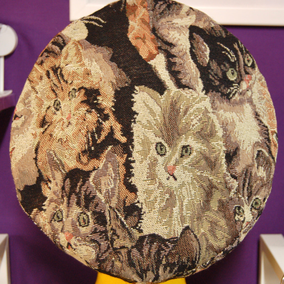 猫柄ゴブラン織ベレー帽 6枚目の画像