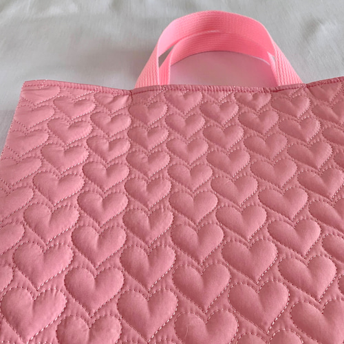 レッスンバッグ 女の子 キルティング ハート刺繍 ピンク サイズ
