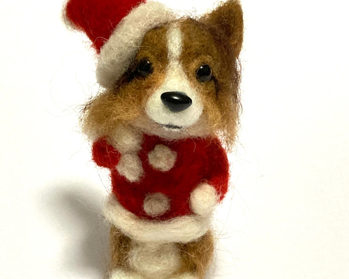 見本 シェルティ 羊毛フェルト サンタ うちの子オーダー 受注制作 見本 シェルティ クリスマス