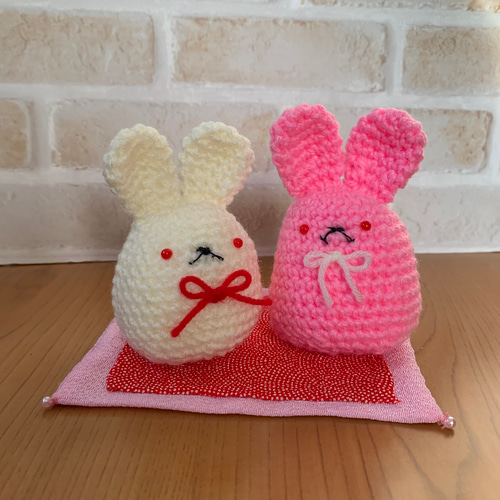 ハンドメイド　編みぐるみ　うさぎちゃん　インテリア　置物 受注製作品】ナチュラルうさぎのあみぐるみ＊ 編み物 かぎ針編み