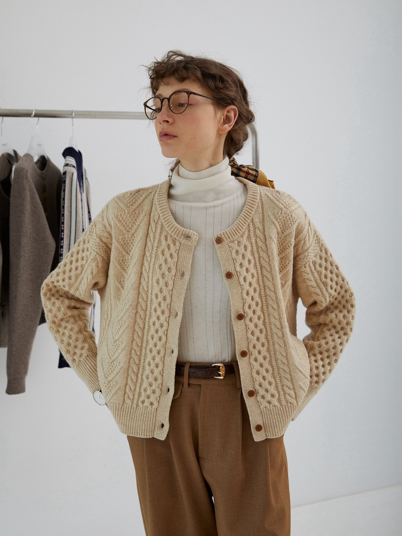   collection アイボリーニットカーディガン FREAK'S STORE/裏配色 スナップ ニット カーディガン【限定展開