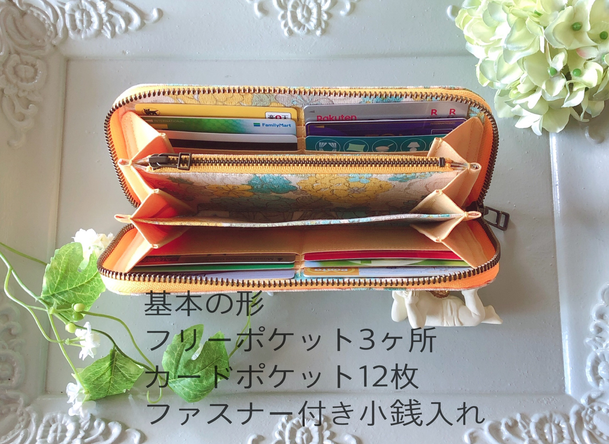 かわいい布で作った長財布　軽量なのに大容量！ BEST OF MORRIS いちご泥棒