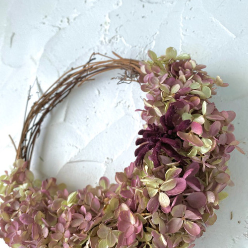 ほっこりと優しい水無月あじさいのリース○ドライフラワーリース ほっこりと優しい水無月あじさいのリース○ドライフラワーリース
