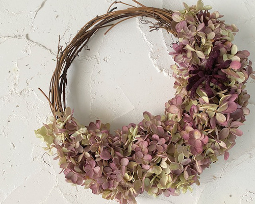 水無月アジサイのハーフリース ドライフラワー cielclairシェル