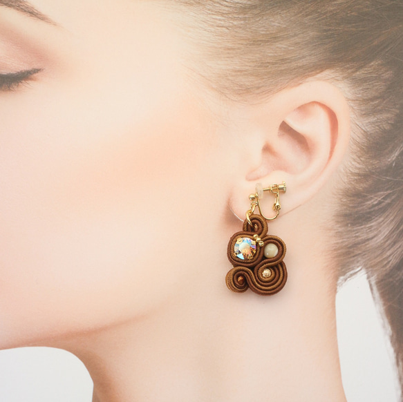 【Emma】索飾耳環或耳環【巧克力色】 第2張的照片