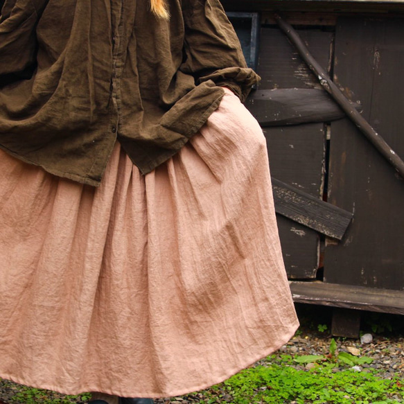 草木染め　linen gather skirt 5枚目の画像