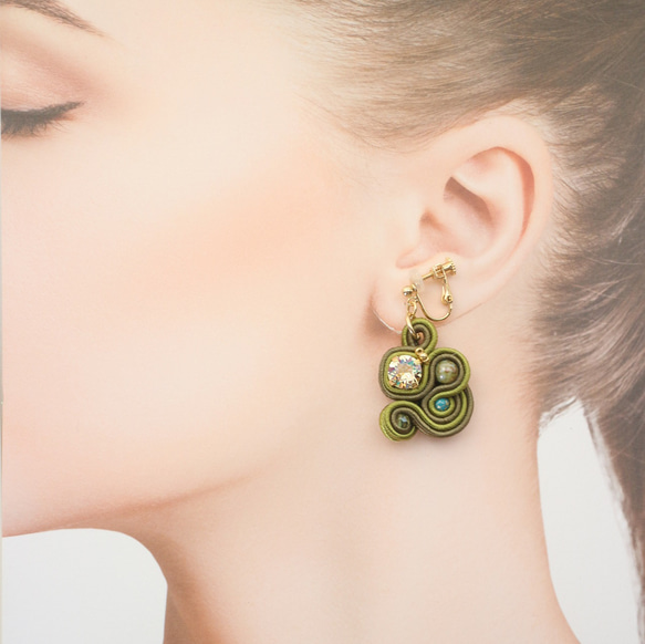 【Emma】索飾耳環或耳環【橄欖綠】 第2張的照片