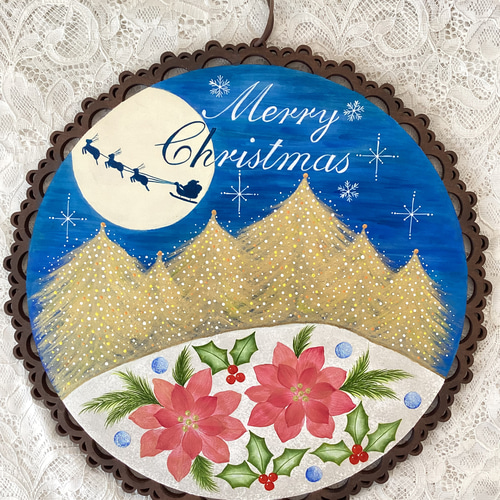 【メーカー公式ショップ】 表メリークリスマスと裏花とのひと時(現品限り) トールペイント 家具