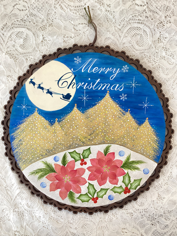 表メリークリスマスと裏花とのひと時(現品限り) トールペイント