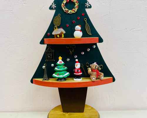 ハンドメイド作品　組み木　木製クリスマスツリーオーナメント 木工クリスマス飾り棚ツリー クリスマスツリー AtelierPom 通販