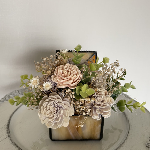 ガラスボックス入りソラフラワーアレンジ アートフラワー FUNAPPY 通販