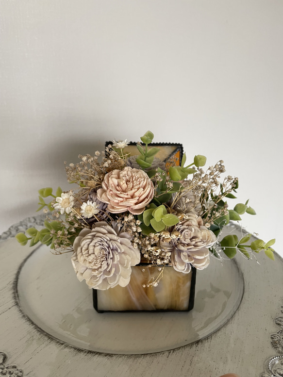 ガラスボックス入りソラフラワーアレンジ アートフラワー FUNAPPY 通販