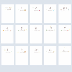 マンスリーカード　月齢カード　足形　手形　Babyイラスト　はがきサイズ 6枚目の画像