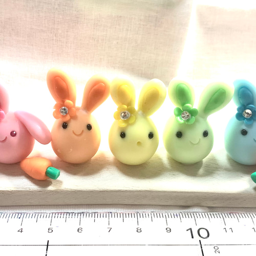 ☆パステルレインボーうさぎちゃん(受注生産) 樹脂粘土 置物 その他