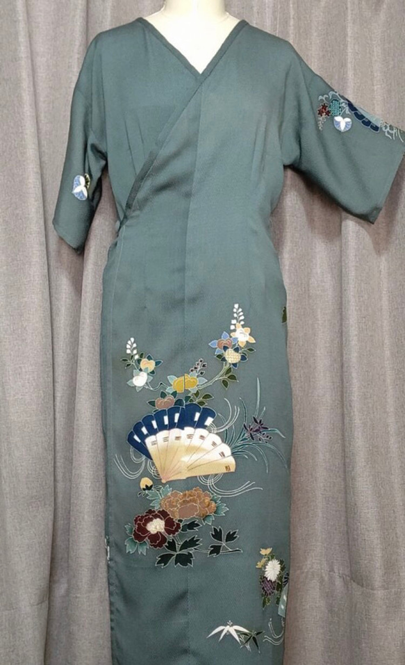 受注製作　ボレロ付きロングスカートドレス"月Moon"着物リメイク服 オーダーメイド 7枚目の画像