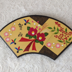扇型お正月飾り 椿 トールペイント その他インテリア雑貨 アンナバーバ
