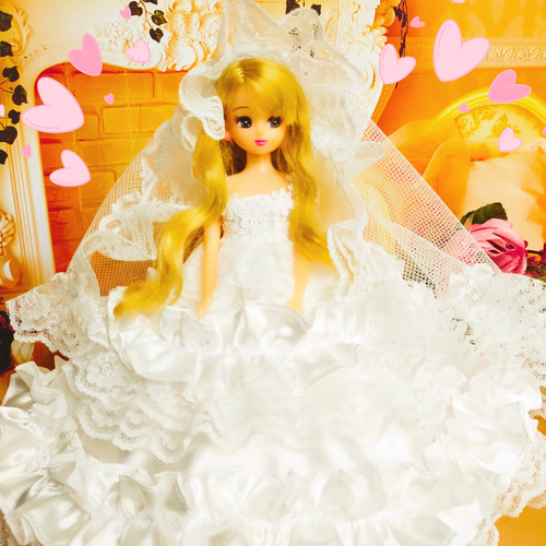 カスタムアイシードール ❀ドレス花かんむりセット ＊不定期出品＊ リカちゃん ピンクブラックドレス 花 ハンドメイド服 ドール服