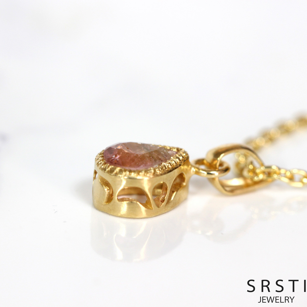 ★１点物★ バイカラートルマリンペアシェイプK18GP チャーム