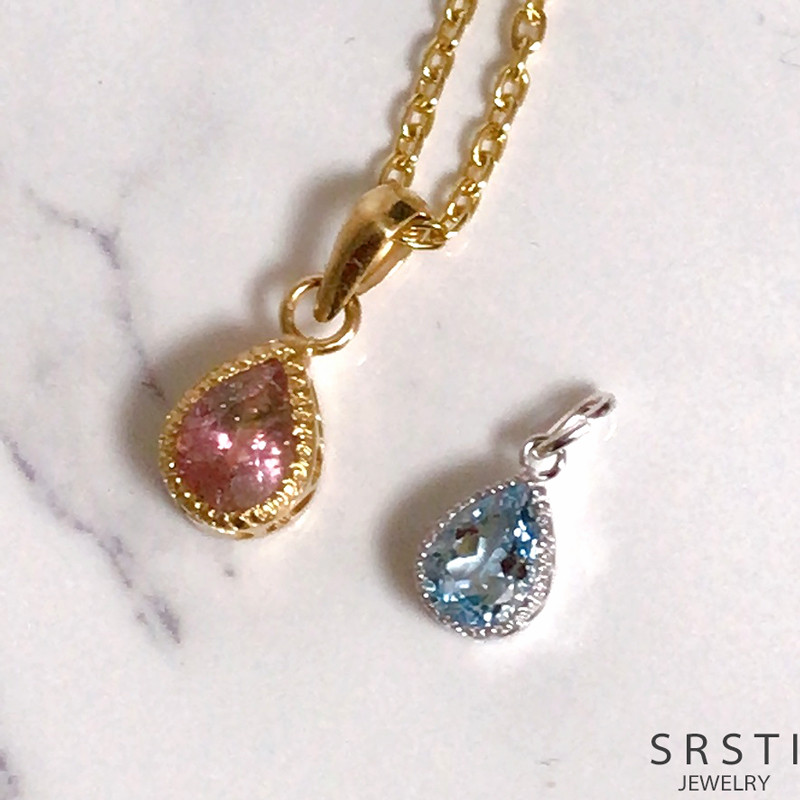 ★１点物★ バイカラートルマリンペアシェイプK18GP チャーム